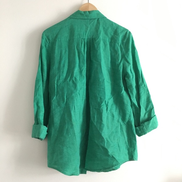 Lands' End 100% Linen Button Down Shirt Top - Picture 5 of 5